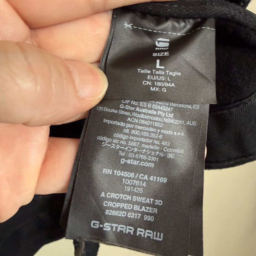G-STAR RAW A Crotch Sweat 3D Crop Slim Fit Black Blazer Men Large - Picture 10 of 11